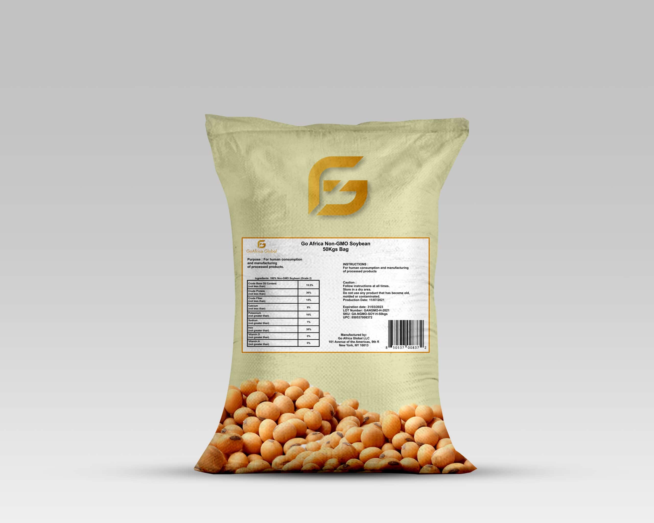 non gmo soybeans label english bag Go Africa Global